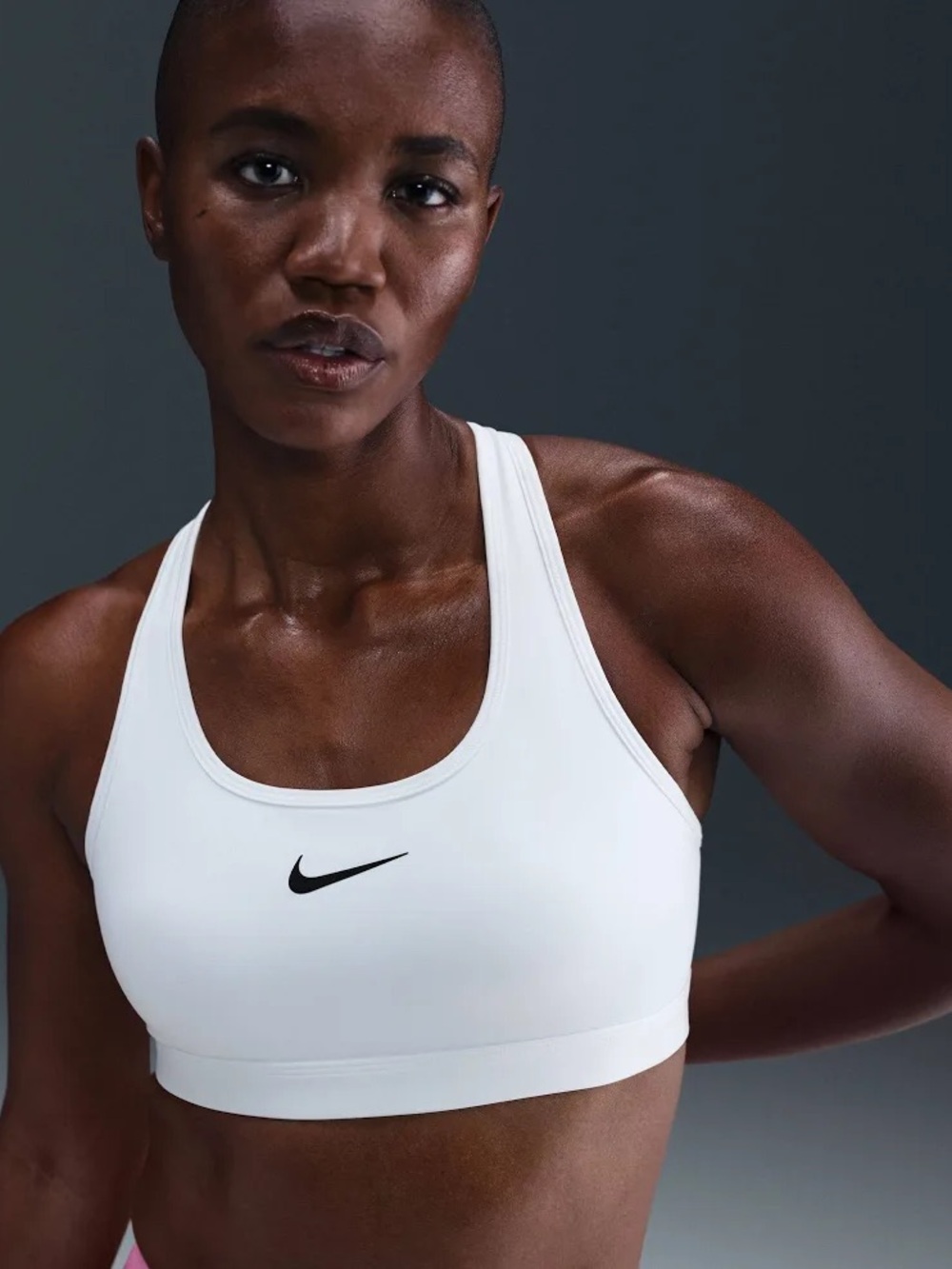 Nike White Sports Bra with Black Swoosh